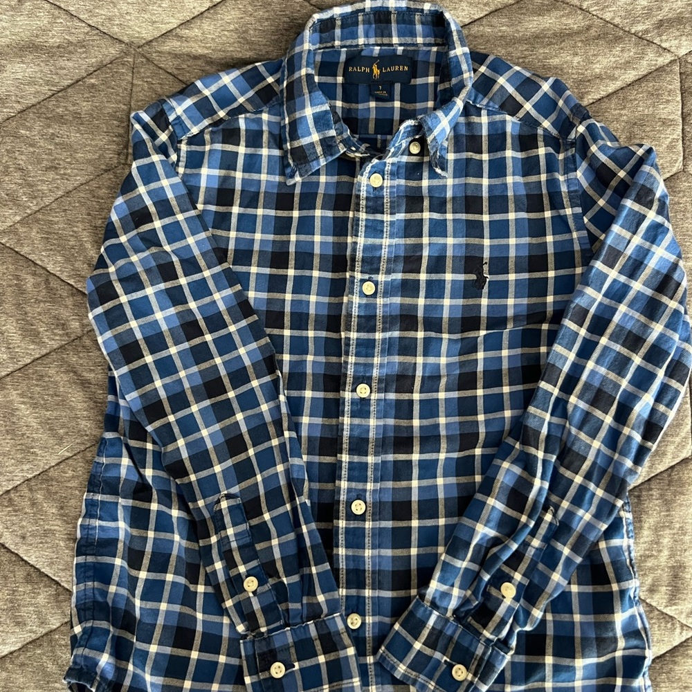 Ralph Lauren Navy and White Checkered Shirt